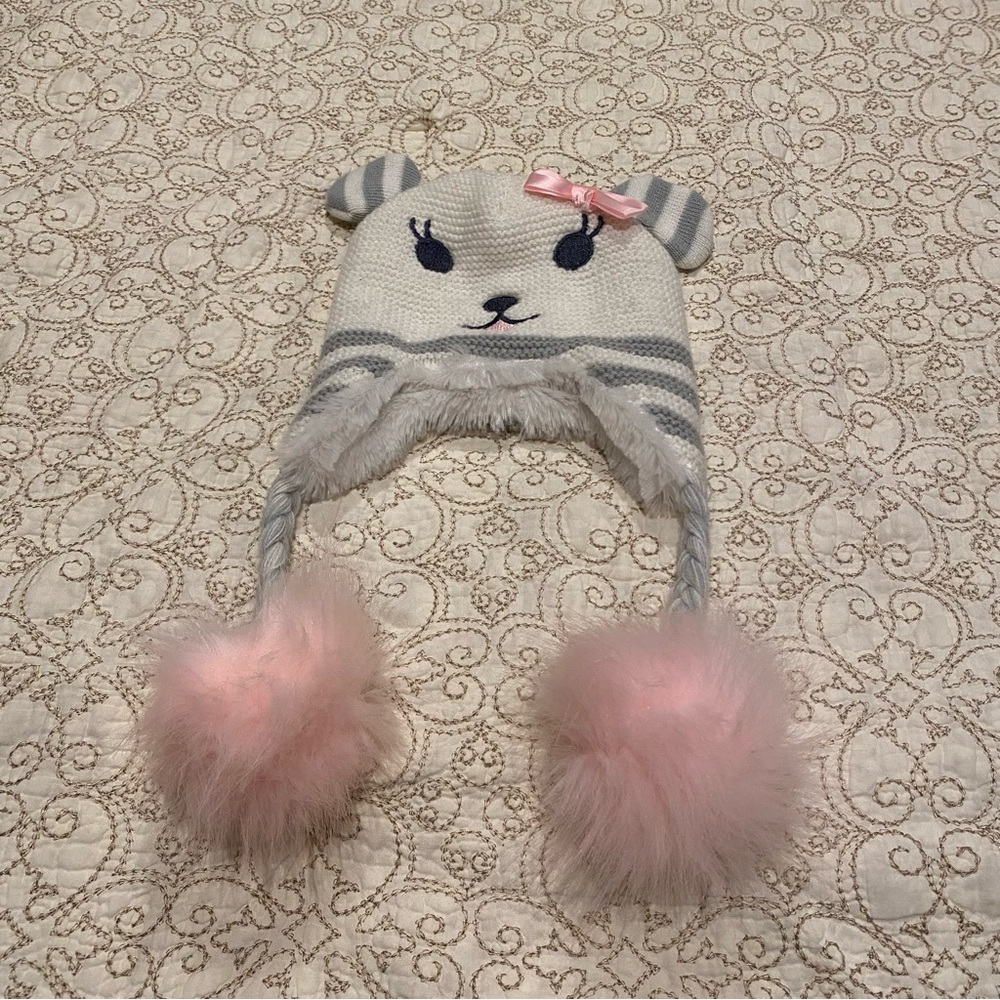 Toby & Me Girls Adorable Pink and Gray Kids Hat One Size